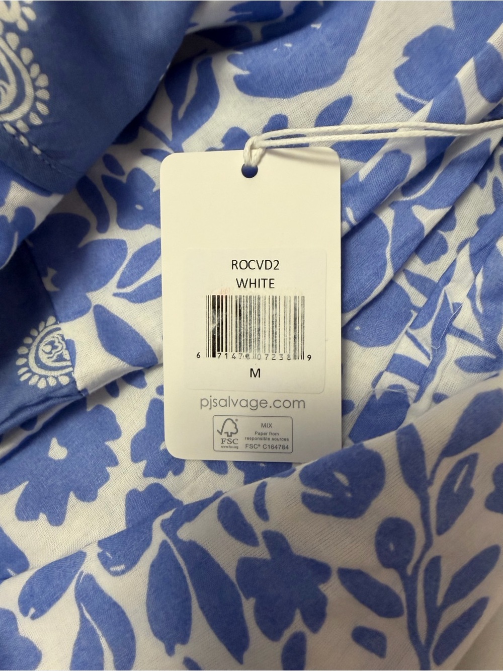 PJ Salvage Airy Cotton Voile Dress Blue White Floral Sleep Shirt Women Medium - Picture 6 of 6